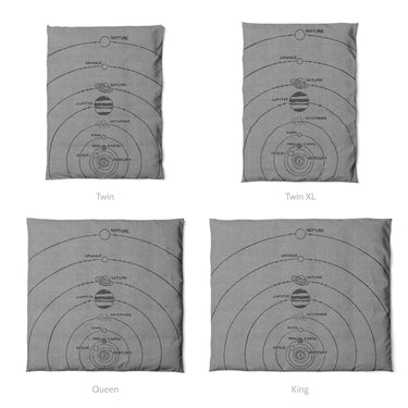 Solar System Grey & Black Mockup Duvet Sizing