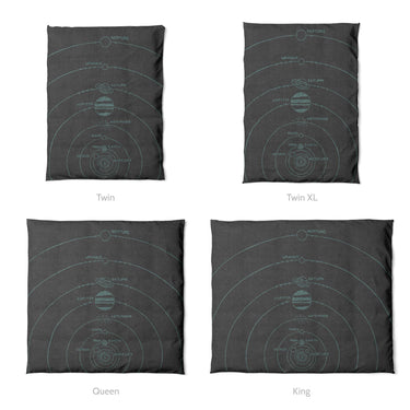 Solar System Charcoal & Teal Mockup Duvet Sizing