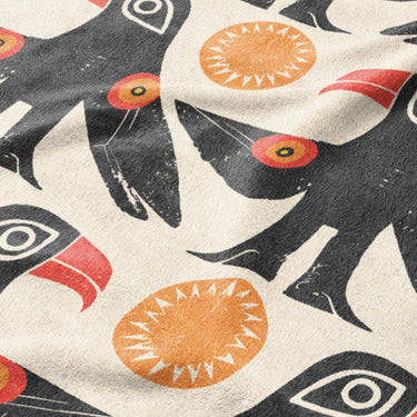 Tribal Birds Ivory Mockup Fleece Detail