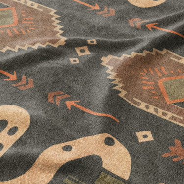 Ophidian Snakes Green & Orange Mockup Fleece Detail