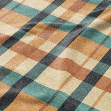 Brenton Plaid Taupe Teal Mockup Fleece Detail