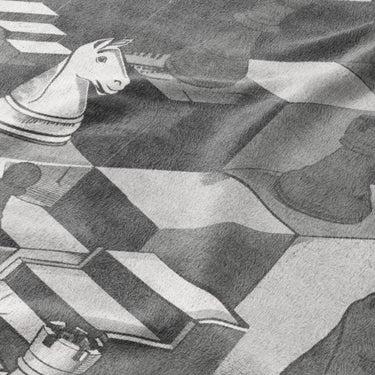 Harmon Surreal Chess BW Mockup Fleece Detail