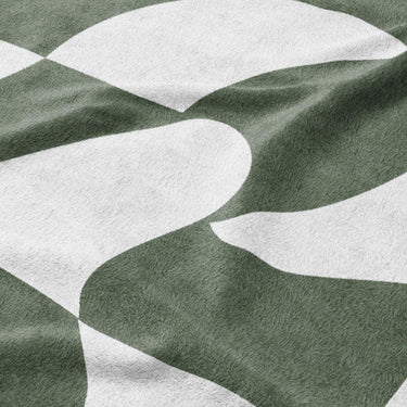 Twyla Checkered Army Green Mockup Fleece Detail