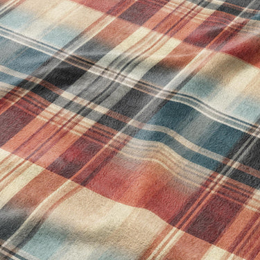 Monaghan Plaid Blue & Red Mockup Fleece Detail