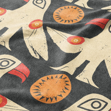 Tribal Birds Black Mockup Fleece Detail