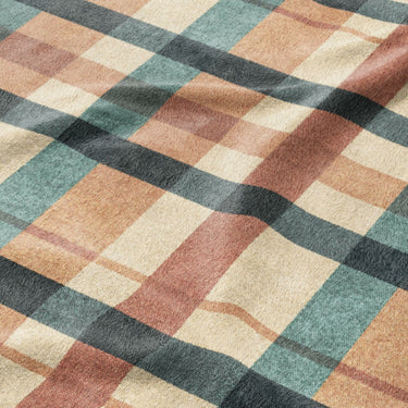 Brenton Plaid Taupe Teal Mockup Fleece Detail