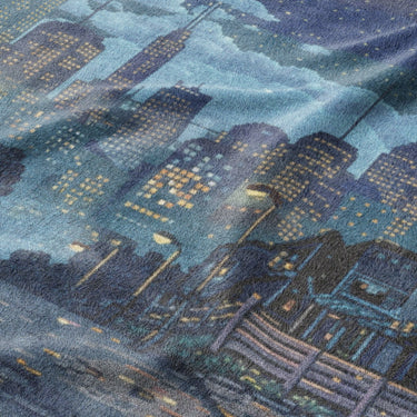 8 Bit Uptown Twilight Skyline Mockup Fleece Detail