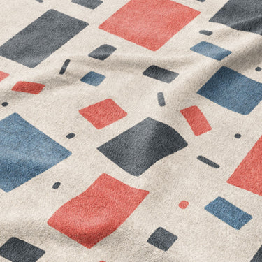 Geometric Confetti Blue & Red Mockup Fleece Detail