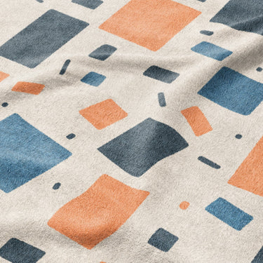 Geometric Confetti Blue & Orange Mockup Fleece Detail