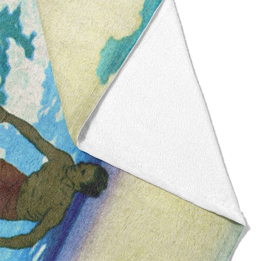 Surfers Sharing Waves by Charles Bartlett Mockup Fleece Fold