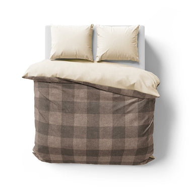 Buffalo Plaid Dark Cedar Brown Mockup Overhead Natural