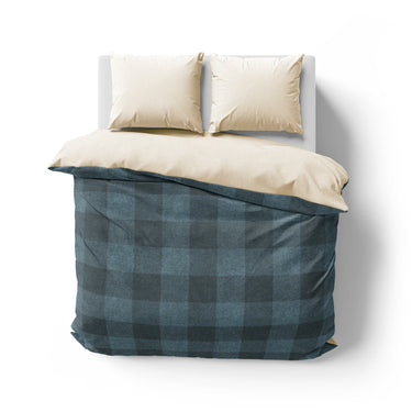 Buffalo Plaid Dark Navy Mockup Overhead Natural