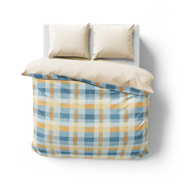 Monroe Plaid Blue & Yellow Mockup Overhead Natural