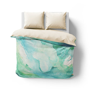 Zephyr Watercolor Blue & Green Mockup Overhead Natural