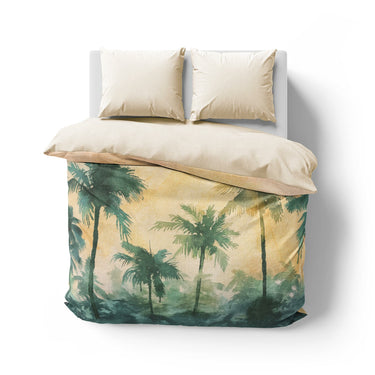 Sunset Palms Green & Orange Mockup Overhead Natural