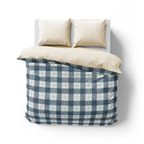 Wallace Plaid Blue & Teal Mockup Overhead Natural