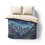 8 Bit Uptown Twilight Skyline Mockup Overhead Natural