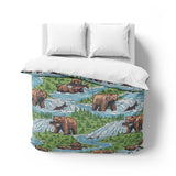 Bears Catching Salmon Mockup Overhead