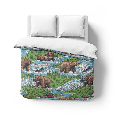 Bears Catching Salmon Mockup Overhead