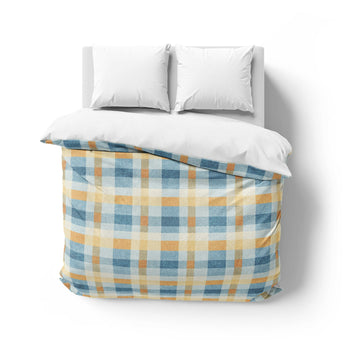 Monroe Plaid Blue & Yellow Mockup Overhead