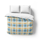 Monroe Plaid Blue & Yellow Mockup Overhead