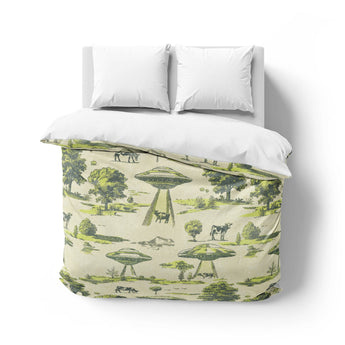 UFO Cow Abduction Toile Mockup Overhead