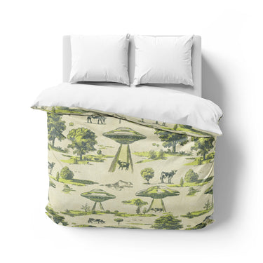 UFO Cow Abduction Toile Mockup Overhead