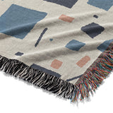Geometric Confetti Blue & Orange Mockup Woven Detail