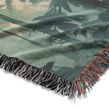 Sunset Palms Green & Orange Mockup Woven Detail