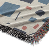 Geometric Confetti Blue & Red Mockup Woven Detail