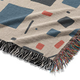 Geometric Confetti Blue & Red Mockup Woven Detail