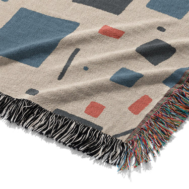 Geometric Confetti Blue & Red Mockup Woven Detail