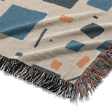 Geometric Confetti Blue & Orange Mockup Woven Detail