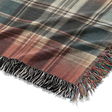 Monaghan Plaid Blue & Red Mockup Woven Detail