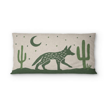 Desert Coyote Forest & Moss Green psking - cotton - White Backing