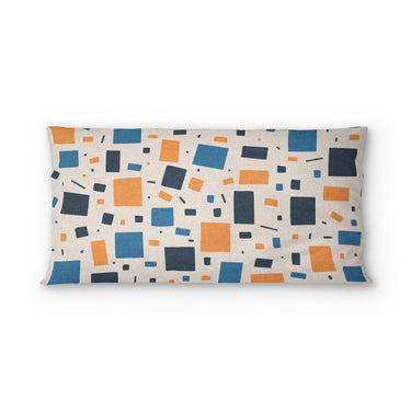 Geometric Confetti Blue & Orange psking - cotton - White Backing