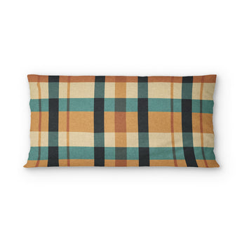 Brenton Plaid Taupe Teal psking - cotton - White Backing