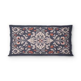 Annette Navy & Orange psking - cotton - White Backing