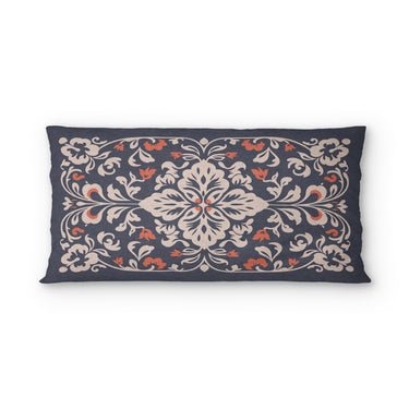 Annette Navy & Orange psking - cotton - White Backing