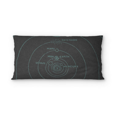 Solar System Charcoal & Teal psking - cotton - White Backing