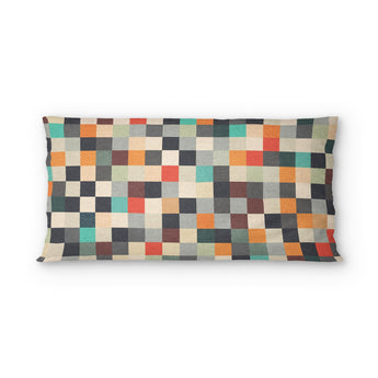 Pixel Mosaic Multicolor Earthtone psking - cotton - White Backing