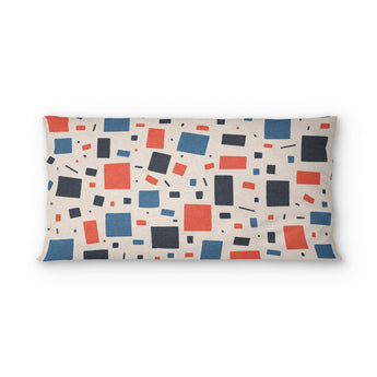Geometric Confetti Blue & Red psking - cotton - White Backing