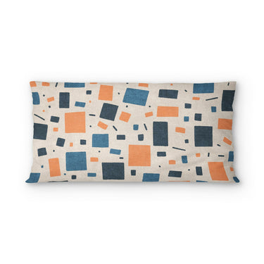 Geometric Confetti Blue & Orange in King (36" x 20") Size
