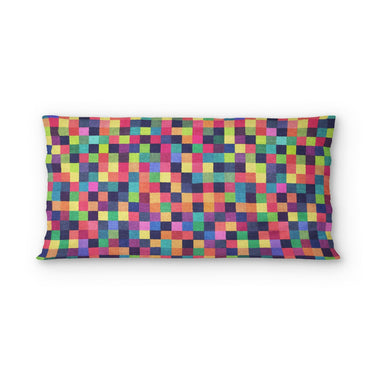 Pixel Mosaic Multicolor Vibrant in King (36" x 20") Size