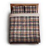 MacPherson Plaid Navy & Gold queen - microfiber - Natural Backing