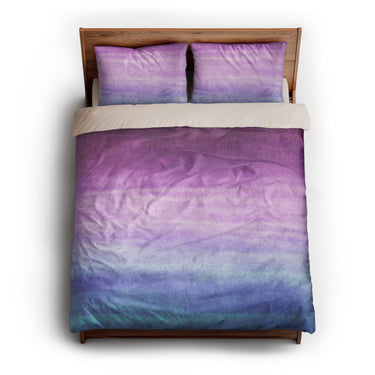 Imogen Watercolor Blue & Purple Ombre queen - microfiber - Natural Backing
