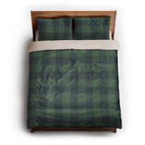Buffalo Plaid Green Navy queen - microfiber - Natural Backing