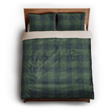 Buffalo Plaid Green Navy queen - microfiber - Natural Backing
