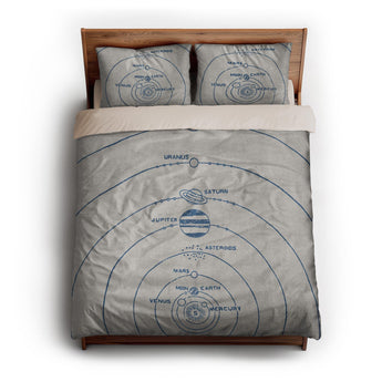 Solar System Blue & Ivory queen - microfiber - Natural Backing