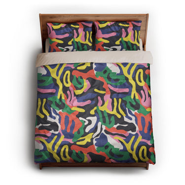 Umberto Black Multicolor queen - microfiber - Natural Backing